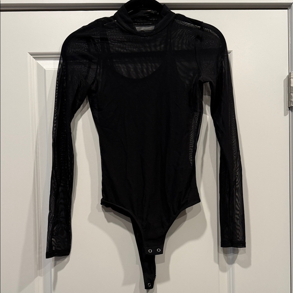 Black Sheer Long Sleeve Bodysuit